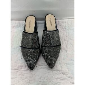 Zigisoha women’s 9 black sparkly party or work slip on heels